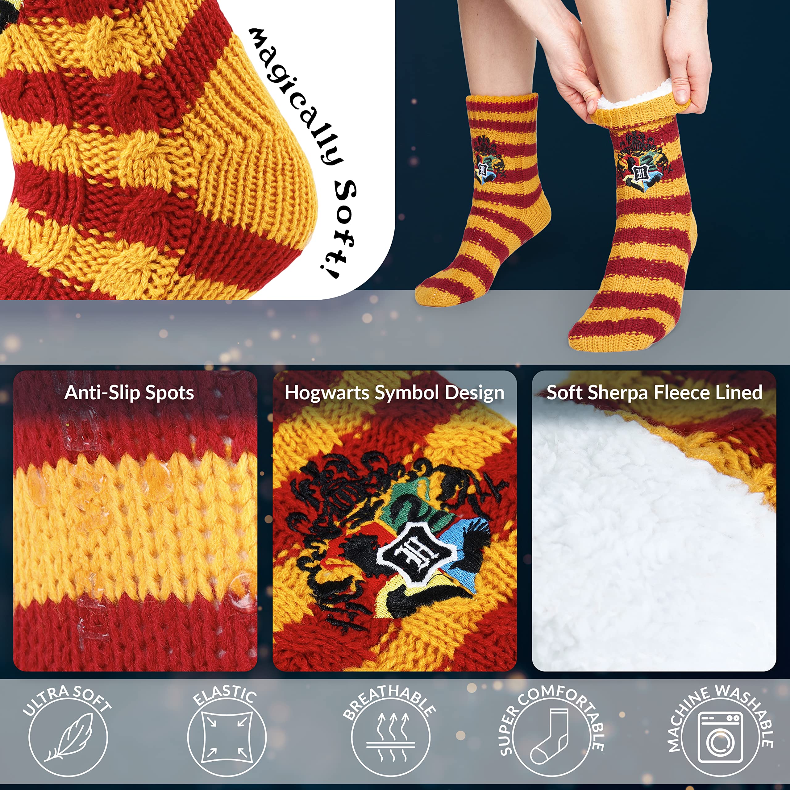 Harry Potter Calze Donna, Calzini Antiscivolo Invernali Caldi a Pantofola