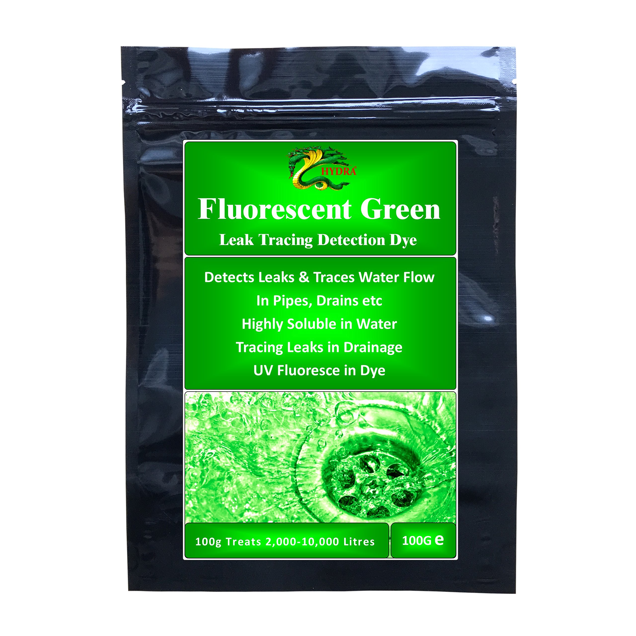 Buy Hydra Fluorescent Green Drain Tracing Dye 100g Dye for Leak Flow