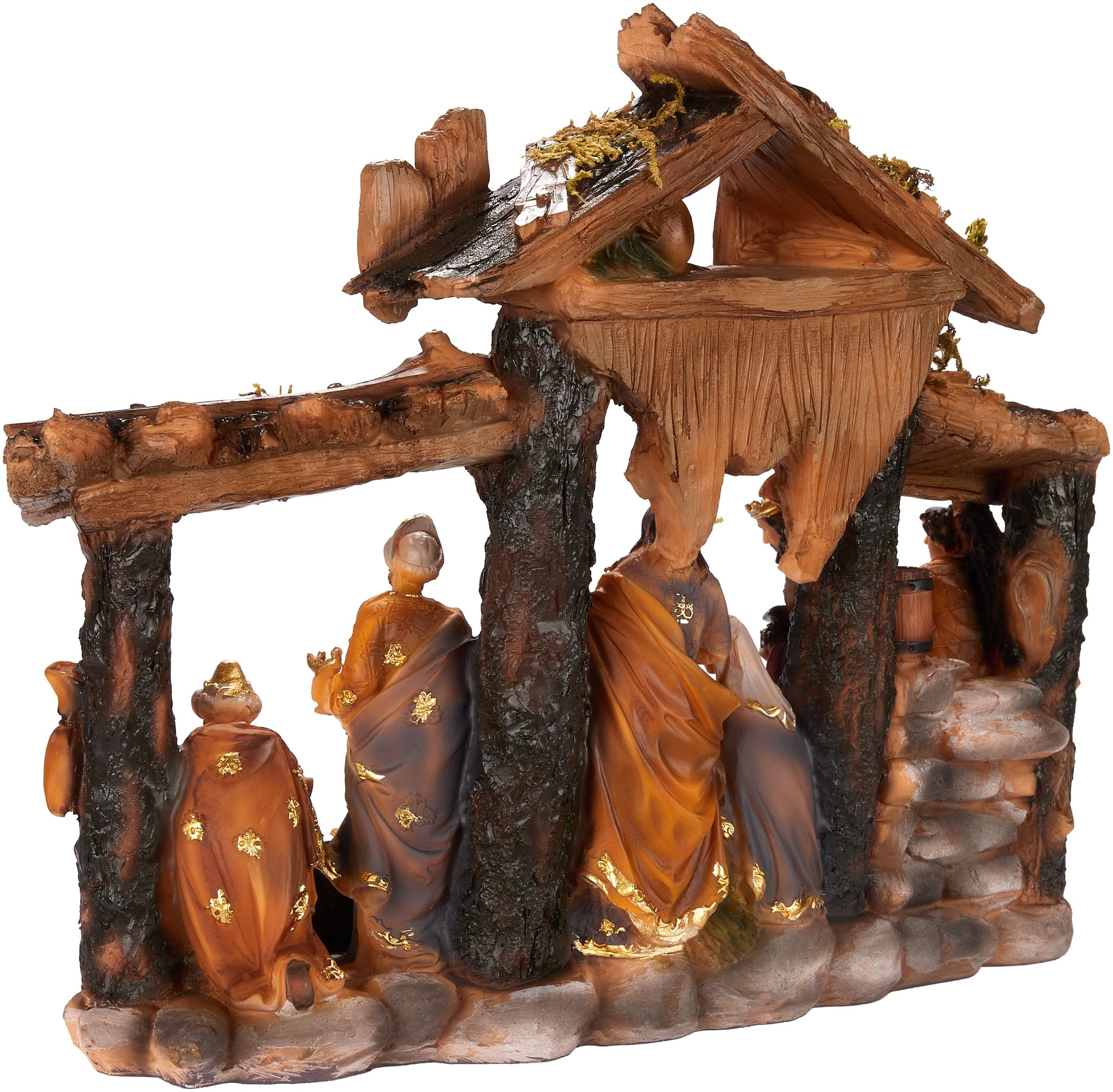 BRUBAKER Crèche de Noël - Crèche de table de 34 cm avec figurines de Noël peints à la main Jésus, Marie, Joseph et Rois dans la crèche avec des animaux - Figurine de crèche décoration de Noël en