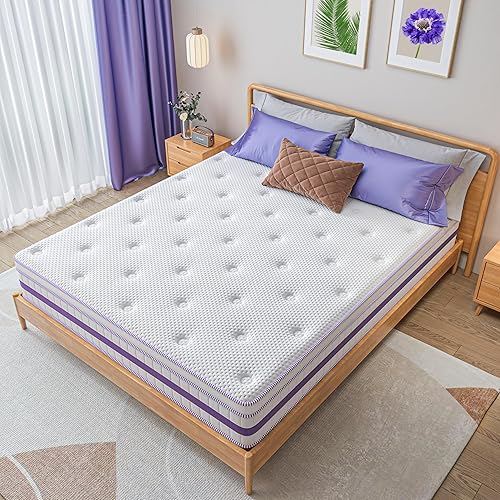 Miniatura 8 de Colchón tamaño King, colchón King de 10 pulgadas, firmeza media, espuma viscoelástica de gel en una caja, híbrido, resorte de bolsillo para un sueño