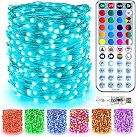 Vista 16 de BrizLabs Guirnalda de luces de hadas – Paquete de 2 luces LED de 66 pies, 200 luces LED que cambian de color con control remoto, enchufable RGB