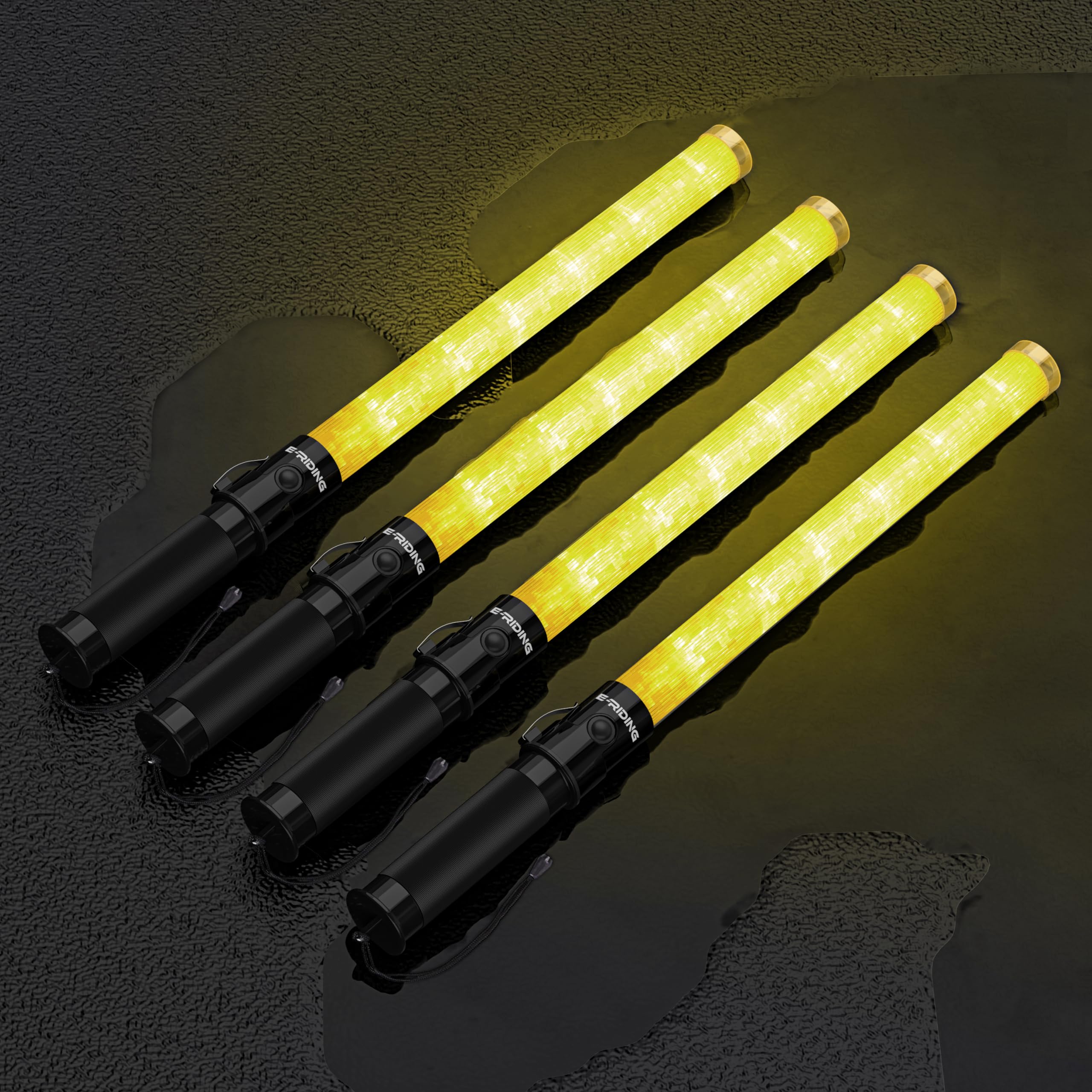 E-riding 4 Pack Traffic Wand, 21 Inch Traffic Control Wand with 3 Flashing Modes & Side Clip, LED Safety Baton for Traffic Control, Parking, Aircraft,