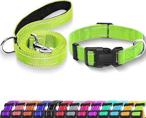 Maiiu Collar reflectante para perro con hebilla de bloqueo de seguridad, collares de nailon suaves y transpirables ajustables para perros pequeños,
