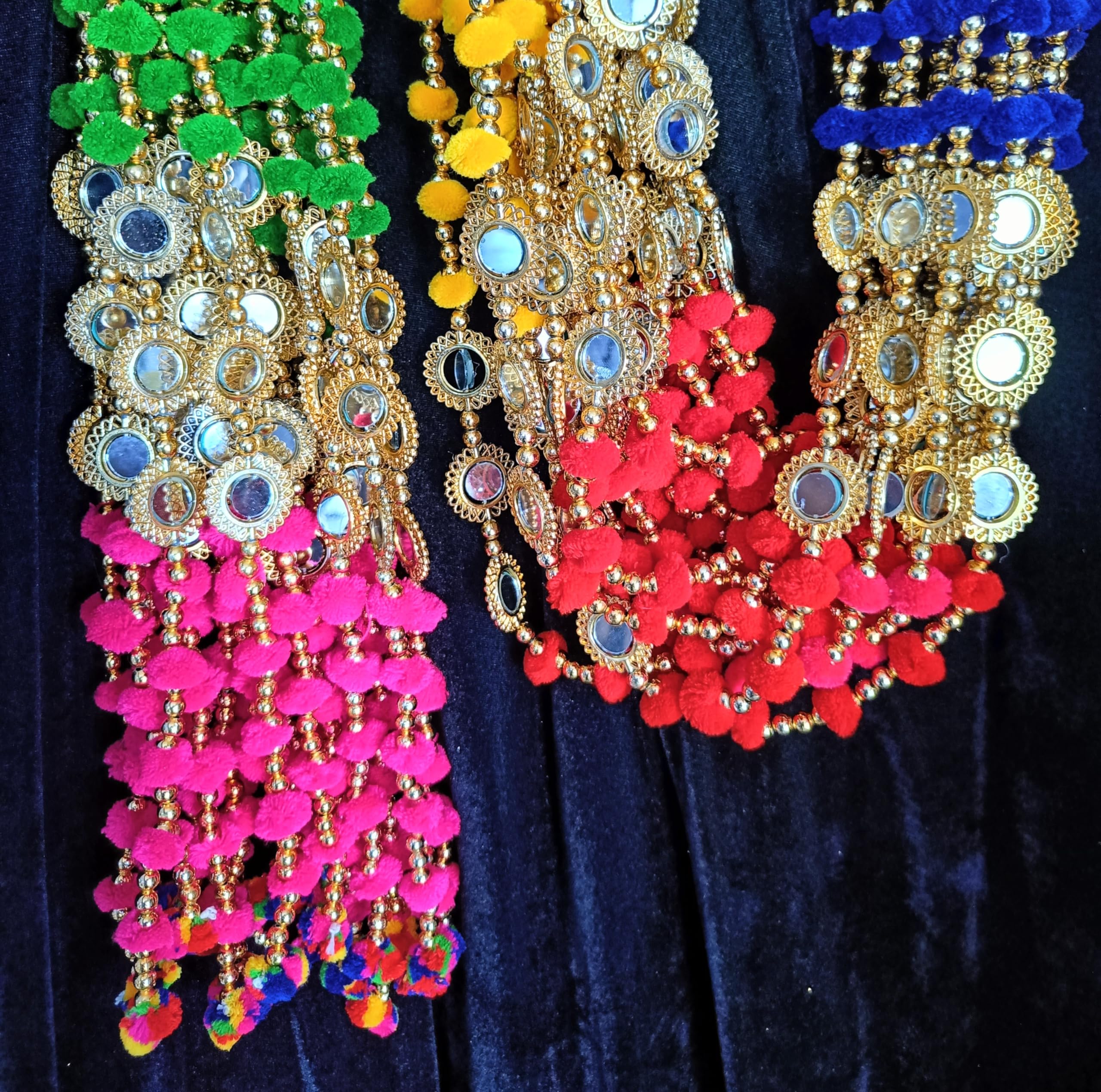 VRB DecTM 5 Pcs Lotus hangings for Decoration,Diwali Decor,puja Home,Lotus hangings Decoration,Pooja Room Items/varamahalakshmi/ganpati Decoration/Diwali Decor(5 Ft Pom Pom Garlands with Mirror) (B0DCK53M1J) Amazon Price History, Amazon Price Tracker