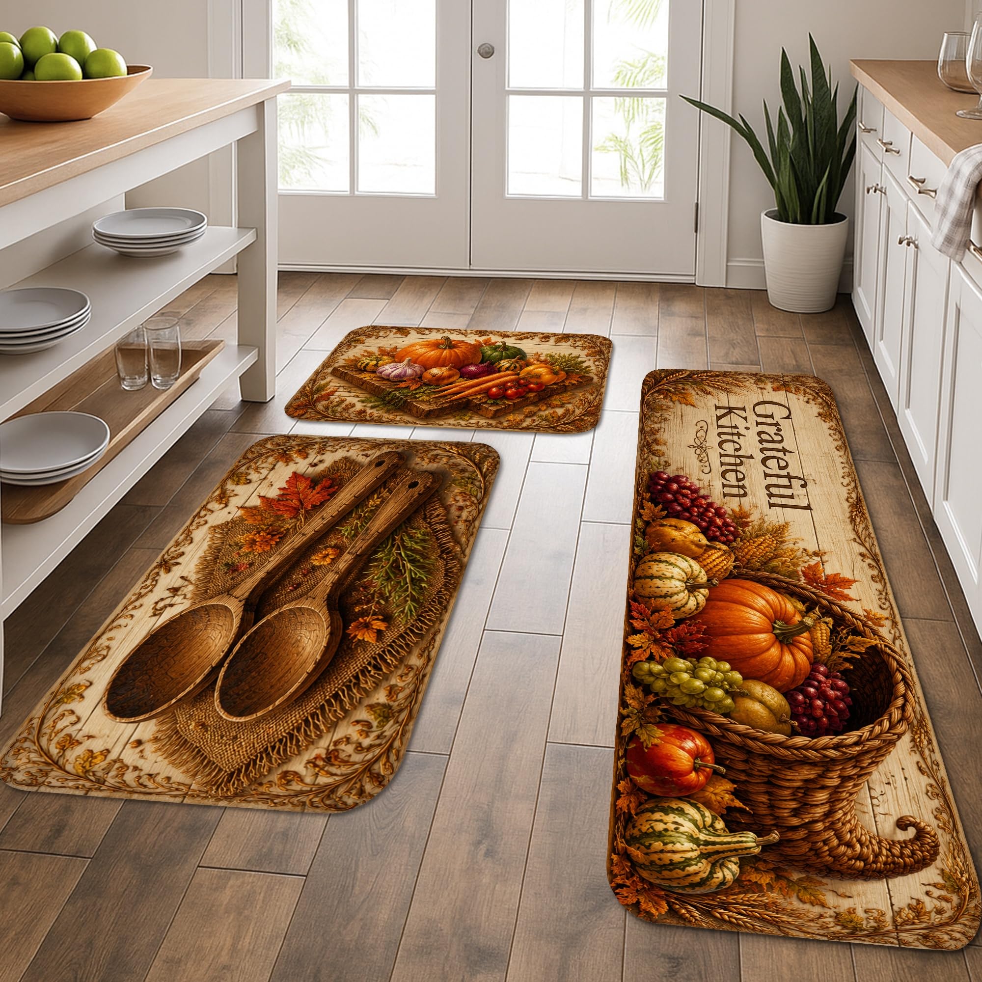 Tapis de cuisine citrouilles orange automne confortables devant évier couloir et buanderie