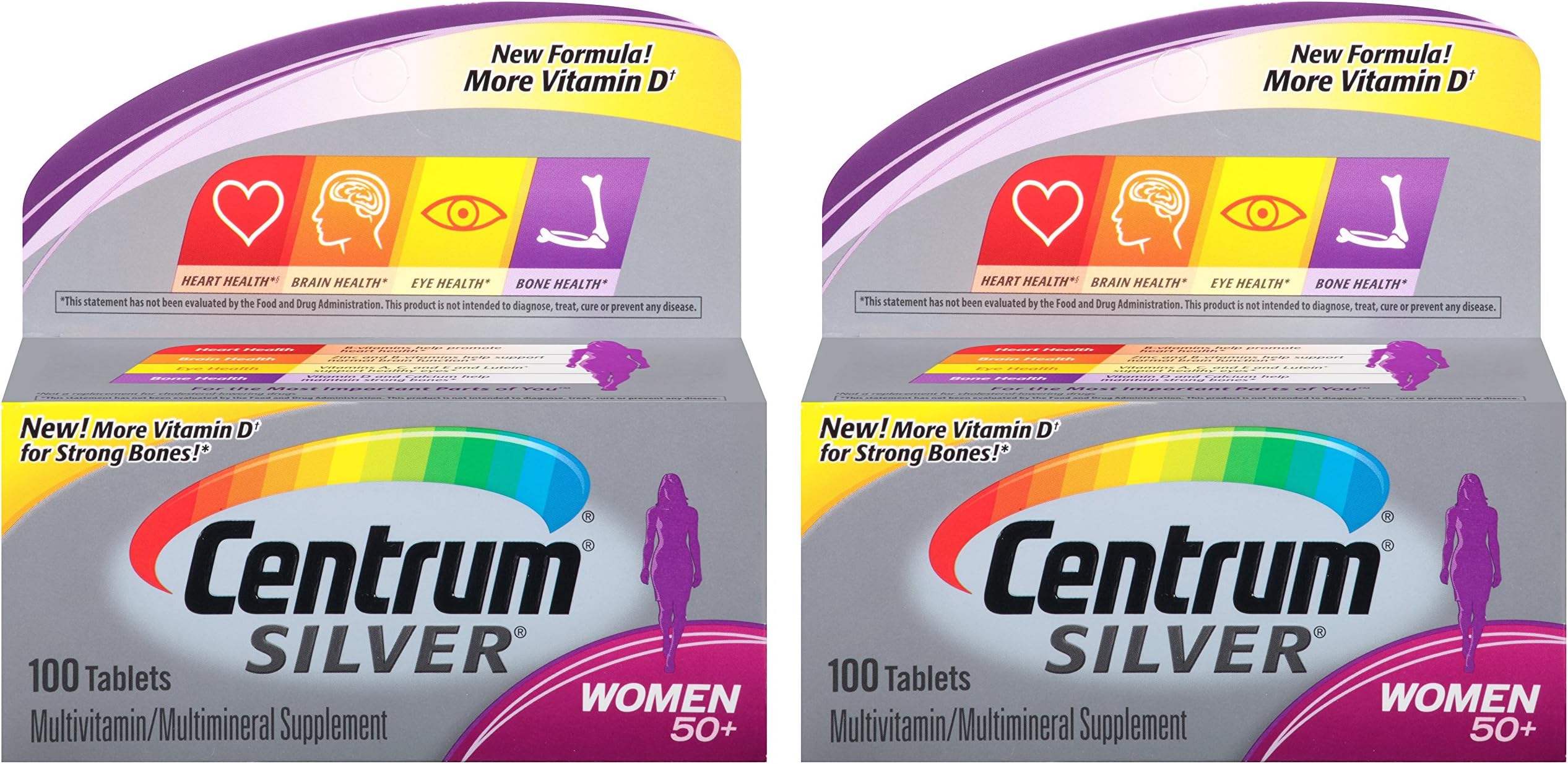 Women 50+ Multivitamin/Multimineral Supplement Tablets, 100 Count Pack of 2