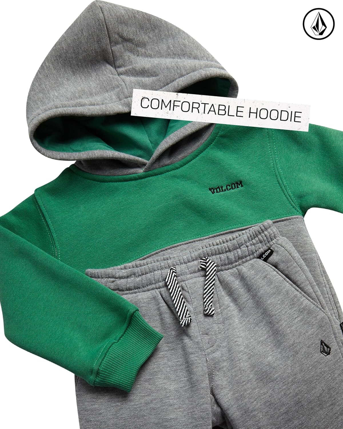 Volcom Infant Toddler Baby Boys Joggers Set - 2 Piece Fleece Pullover Hoodie and Jogger Pants Activewear Set (Sizes: 12M-7) - Image 3