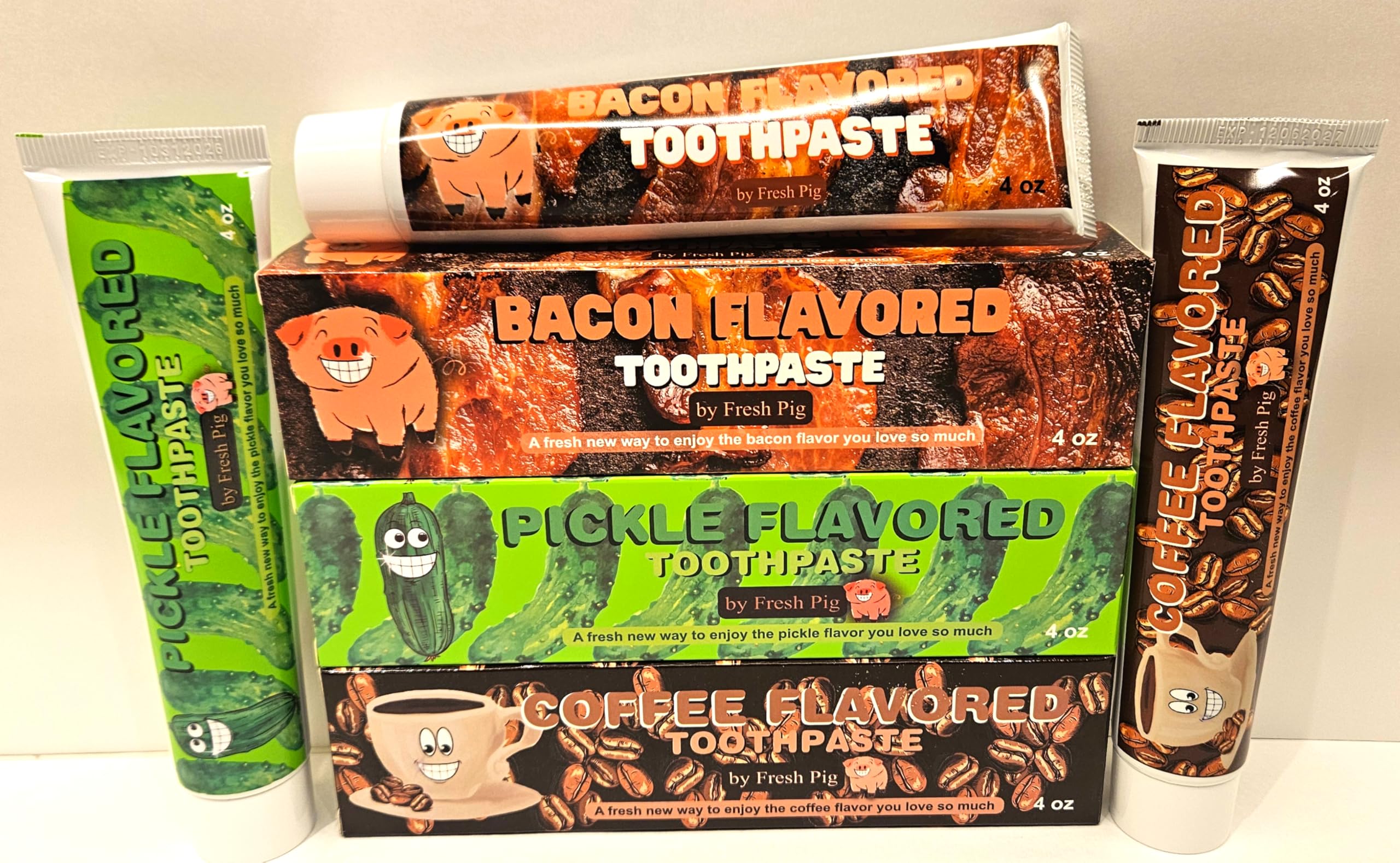 レア　スクエア　tooth paste ジャー Amazon.com: Fresh Pig 3 Pack Toothpaste - Bacon, Pickle and Coffee