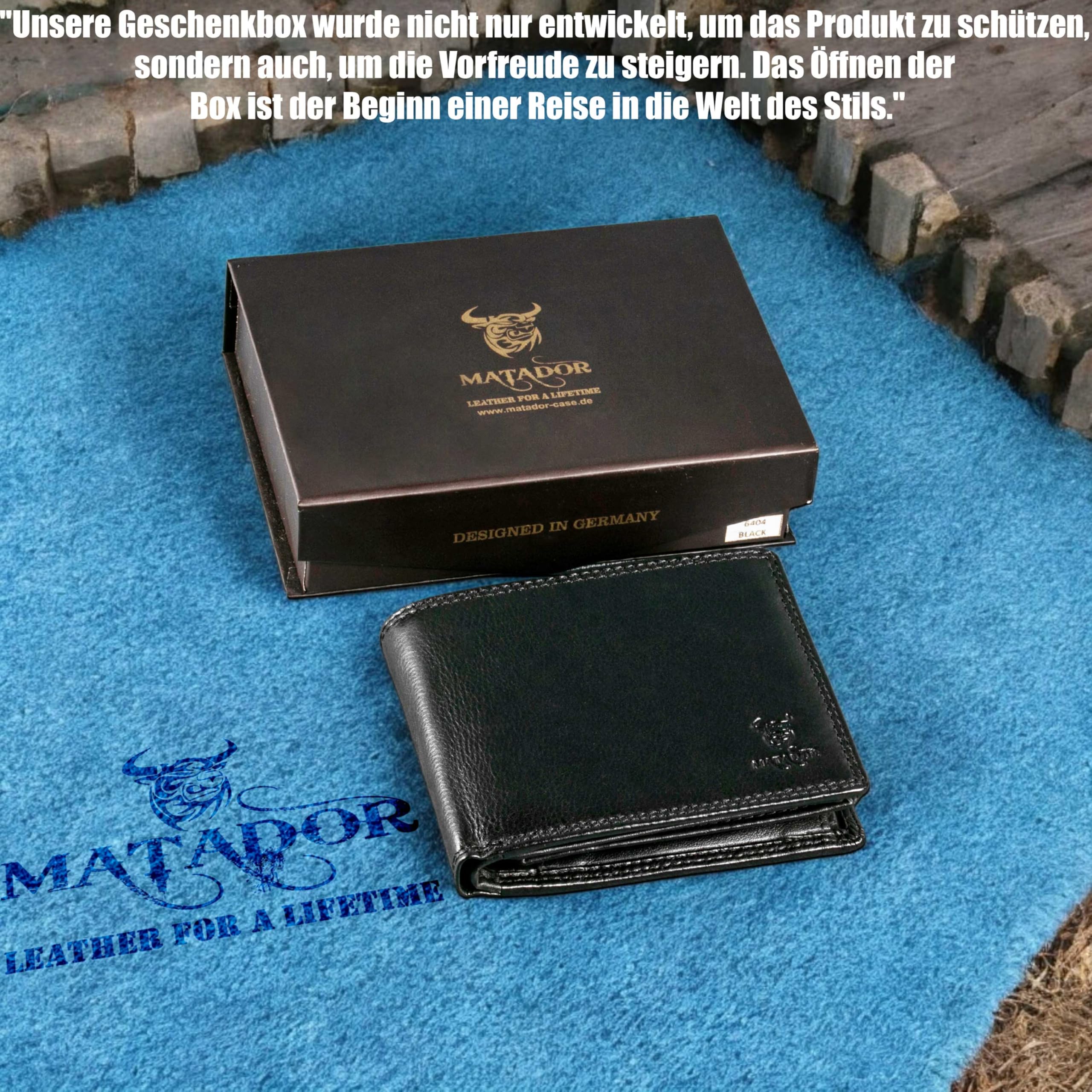 MATADOR XXL Leder Geldbörse Herren Groß Viele Fächer – Portemonnaie Herren mit TüV Geprüftem RFID Schutz - Herrenportemonaie Leder Brieftasche - Großer Männer Geldbeutel Viele Fächer Nappa Schwarz