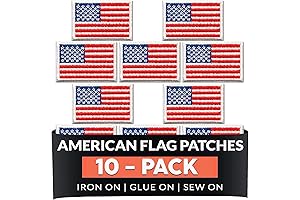 Small American Flag Patches (10-Pack) | Patriotic Embroidered Iron-On US Flag Patch Appliques