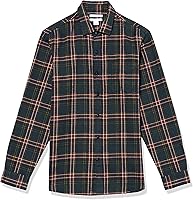 Vista 81 de Yaxa Essentials Camisas de franela de manga larga para hombre, corte ajustado, a cuadros con botones