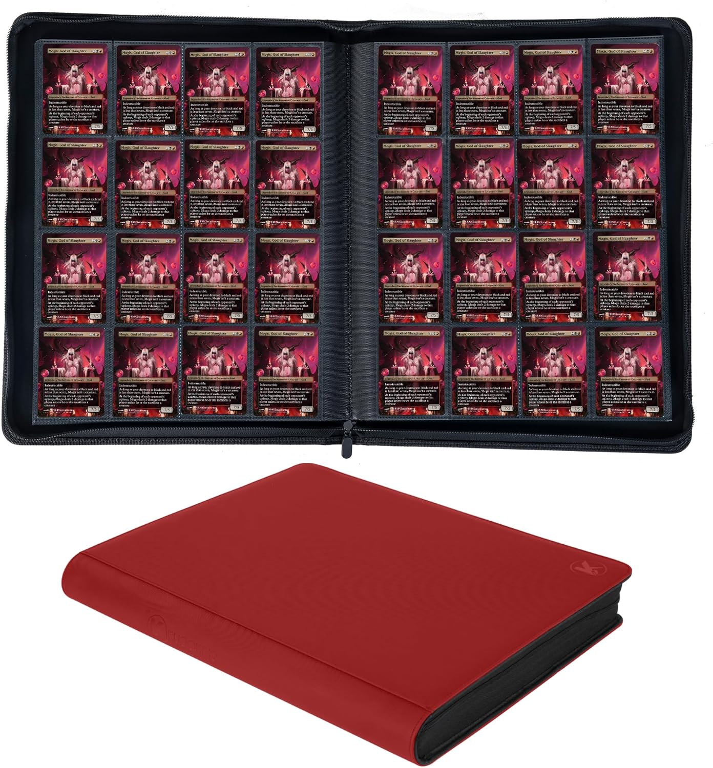 1408+ Pockets Trading Card Binder, 16-Pocket Card Ablum Compatible with MTG,Sports Cards & Other Standard Size Trading Card (Red)