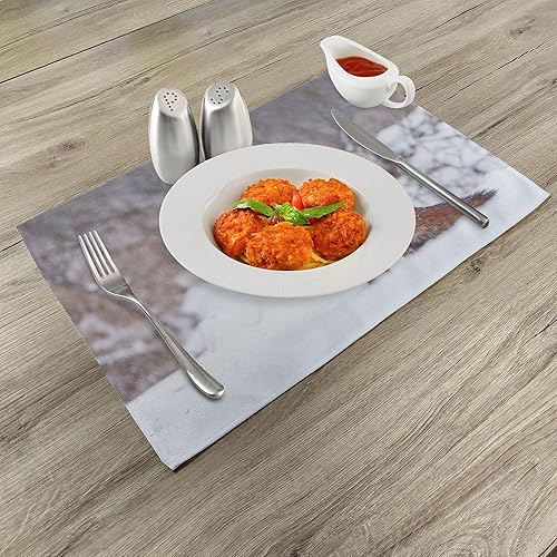 Miniatura 402 de Ambesonne Juego de 4 manteles individuales amarillos y azules, diseño de flores de primavera, flores vibrantes, manteles individuales de tela Azul