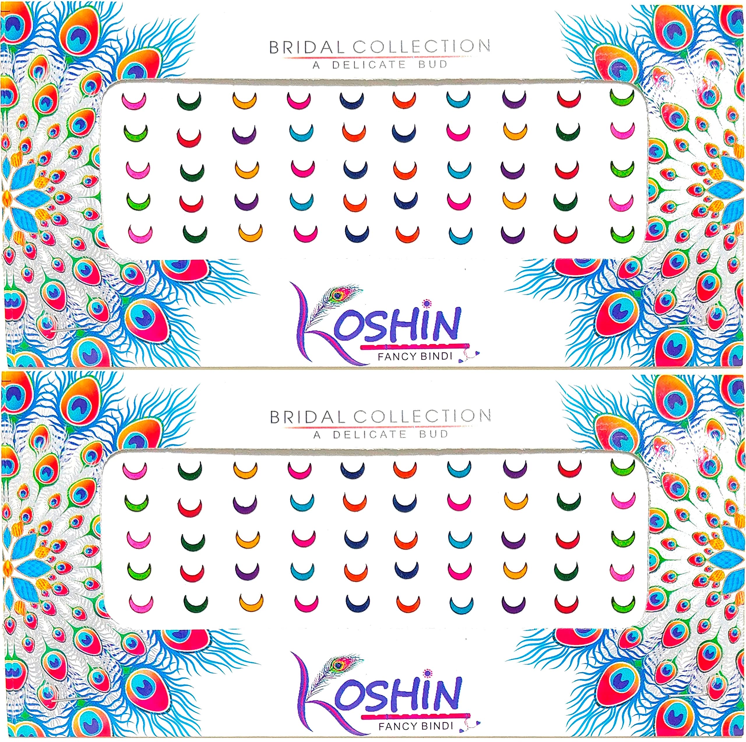 KOSHIN Multi Color Half Moon Shape Small Size Forehead Bindi For Girls Women Ladies - Chand Bindi Pack 2-image-42