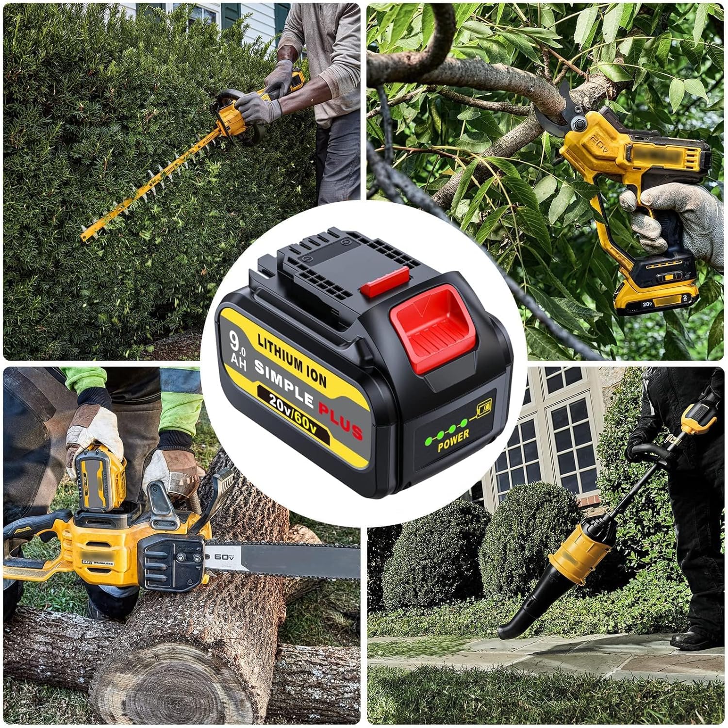 DCB609 Replace for DeWalt 20V-60V MAX 9Ah Battery Compatible with DeWalt 20V/60V MAX Power Tools (60V MAX Battery)