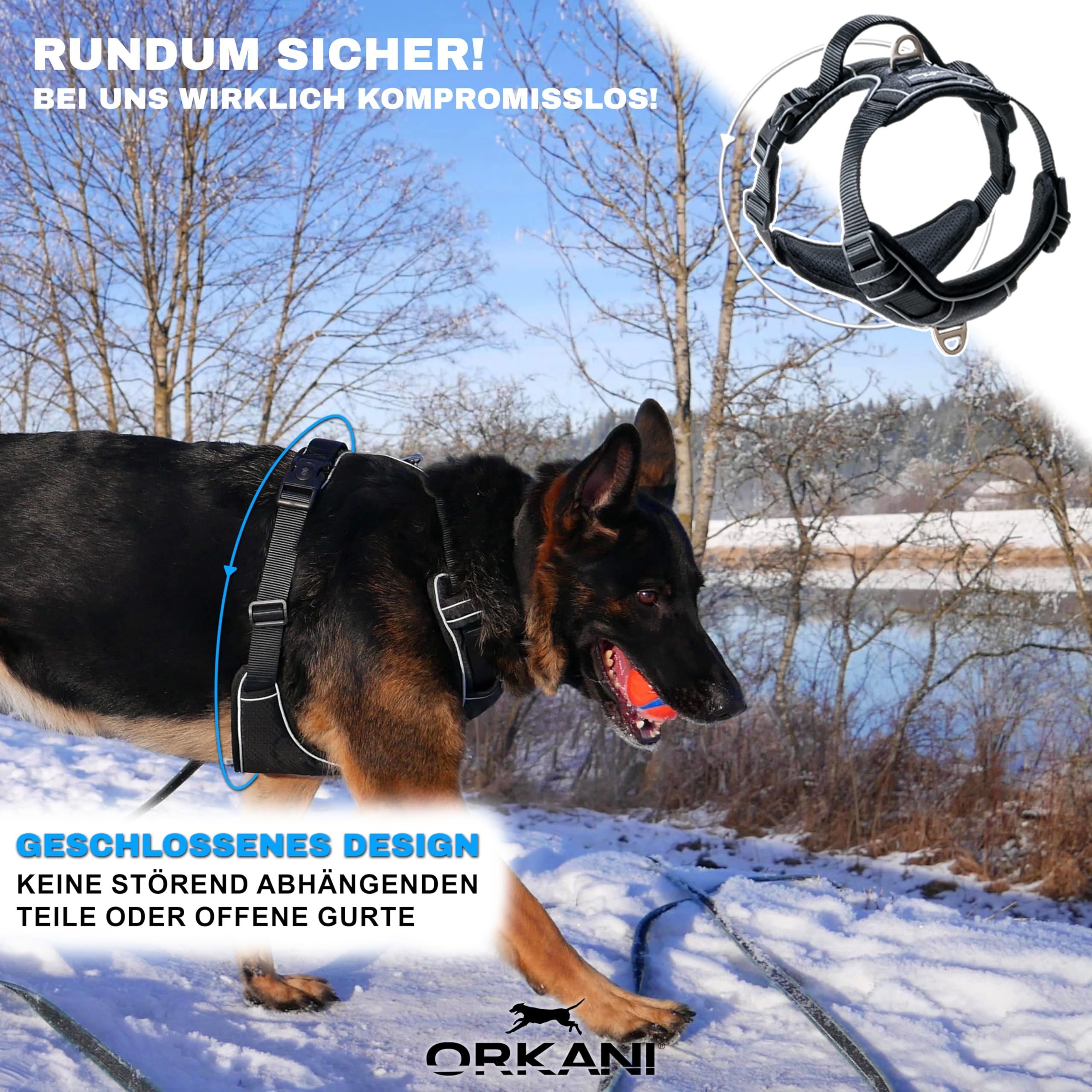 Bravo Hundegeschirr - Premium No-Pull, Anti-Zug Geschirr, atmungsaktiv, weich gepolstert mit Sicherheitsverschluss und breitem Griff für kleine, mittelgroße und große Hunde (XL)