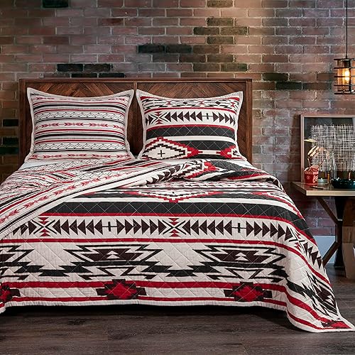 Miniatura 2 de Paseo Road by HiEnd Accents Cortez Western - Juego de edredón de 2 piezas con funda de almohada, juego de ropa de cama King Azteca, ropa de cama