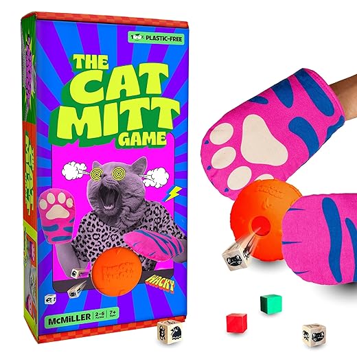 MCMILLER ENTERTAINMENT The Cat Mitt Game – Hiss-terically Funny Family Board Game for Kids Teens & Adults | Pawsome Party Game for Game Night | Cat Lovers Tabletop Fun | Purrfect for Christmas