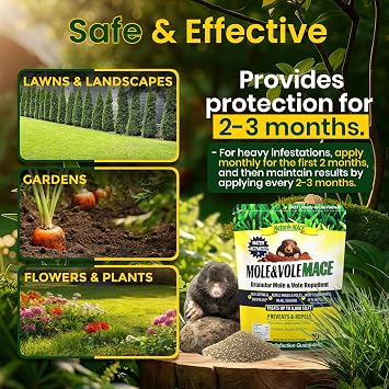 Nature's MACE Mole & Vole MACE Yard & Garden Granules, Castor Oil Formula, Outdoor Use, Plant & Pet Safe, 160 Fl Oz (Pack of 1)