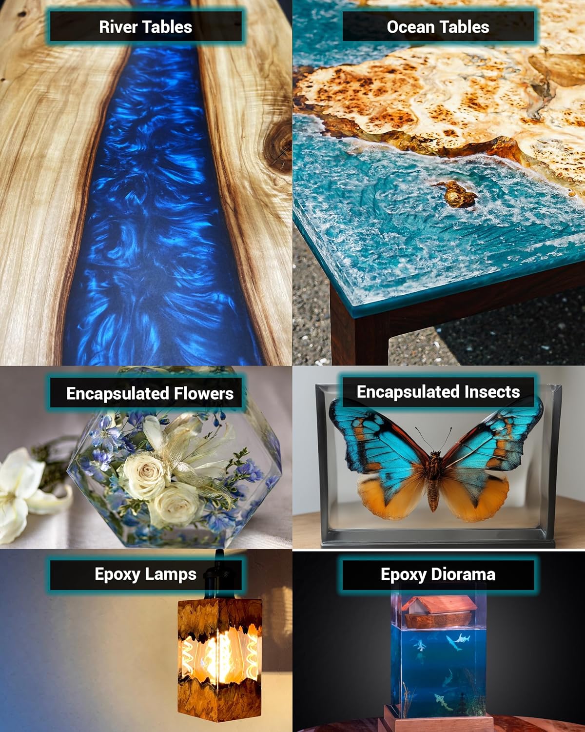 EcoPoxy FlowCast Deep Pour Epoxy Resin Kit - 1.59 Gal / 6L: UV/Yellowing Resistant, Bio-Based Resin | Water Clear Epoxy for River/Ocean Tables and Other Deep Casting Bubble Free Epoxy Projects