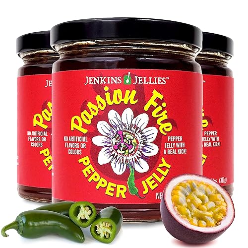 Jenkins Jellies Passion Fire - Jalea de pimienta picante Jalapeño dulce y picante sin gluten mermelada de pimienta vegana Uso como un esmalte