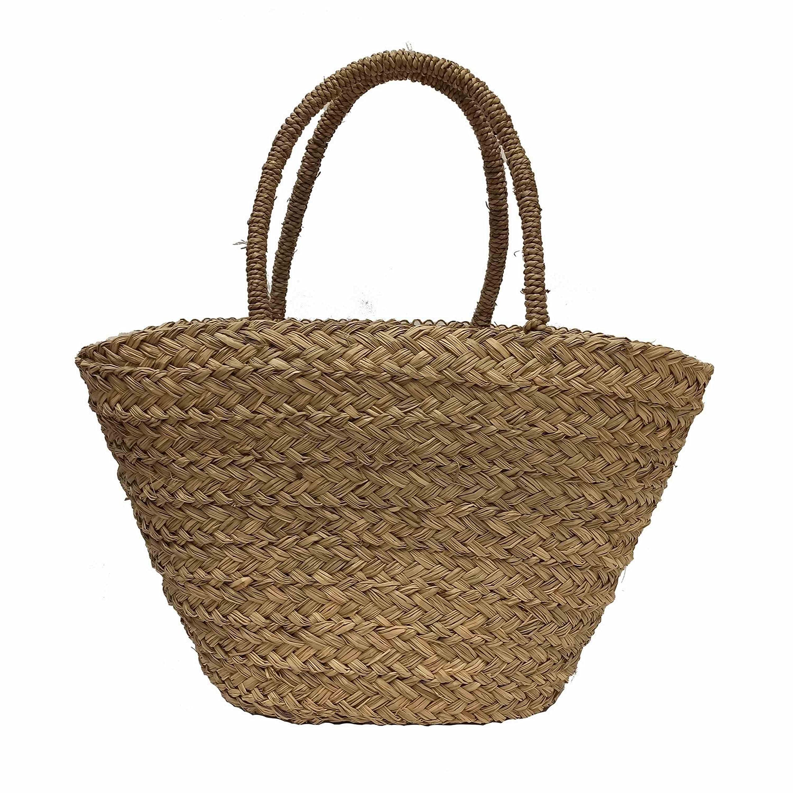 For Time Capazo de playa Bolsa de Playa para Mujer Tote de Rafia Verano Bolso Grande con Asa para Playa Bolso de mano Bolso de hombro Capazo mujer Bolso de Playa de mujer Bolso de verano Suna Natural