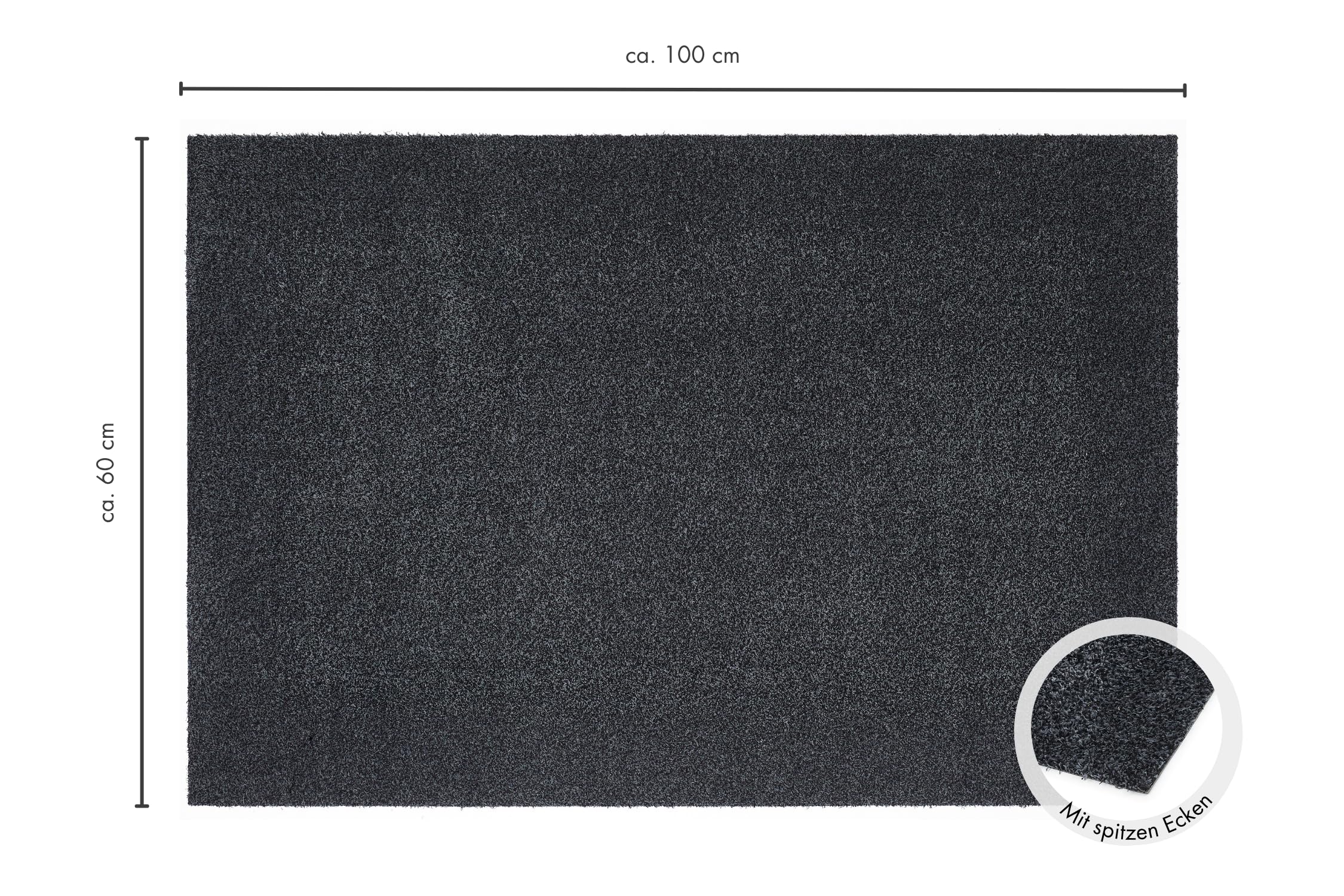 andiamo Samson wasbare deurmat voor gebruik binnenshuis, 60 x 100 cm, graniet, katoen, 60 x 100 cm