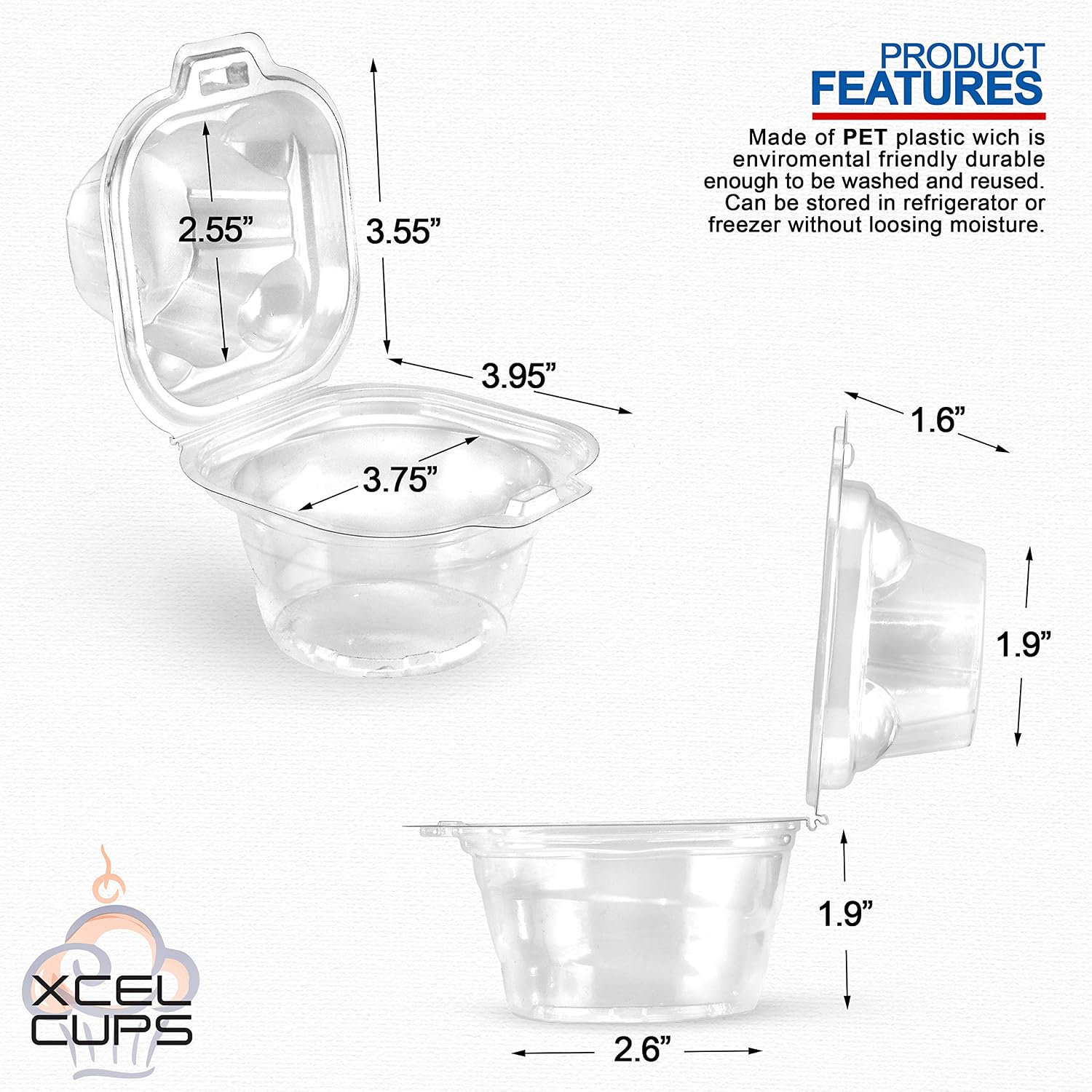 50 Pack Individual Cupcake Containers For Parties - Plastic Disposable Single Cupcake Boxes With Enough Room For Icing - Clear Cupcake Holders - Sturdy Stackable Single Cupcake Carrier - BPA Free.