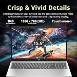 HP 15.6-inch Touch BrightView Laptop, Intel i3-1315U, 16GB DDR4 RAM, 672GB Storage (512GB SSD+160GB Docking Station Set), Intel UHD Graphics, Full-Size Keypad, Webcam, Wi-Fi 6, Win 11 Home, Silver