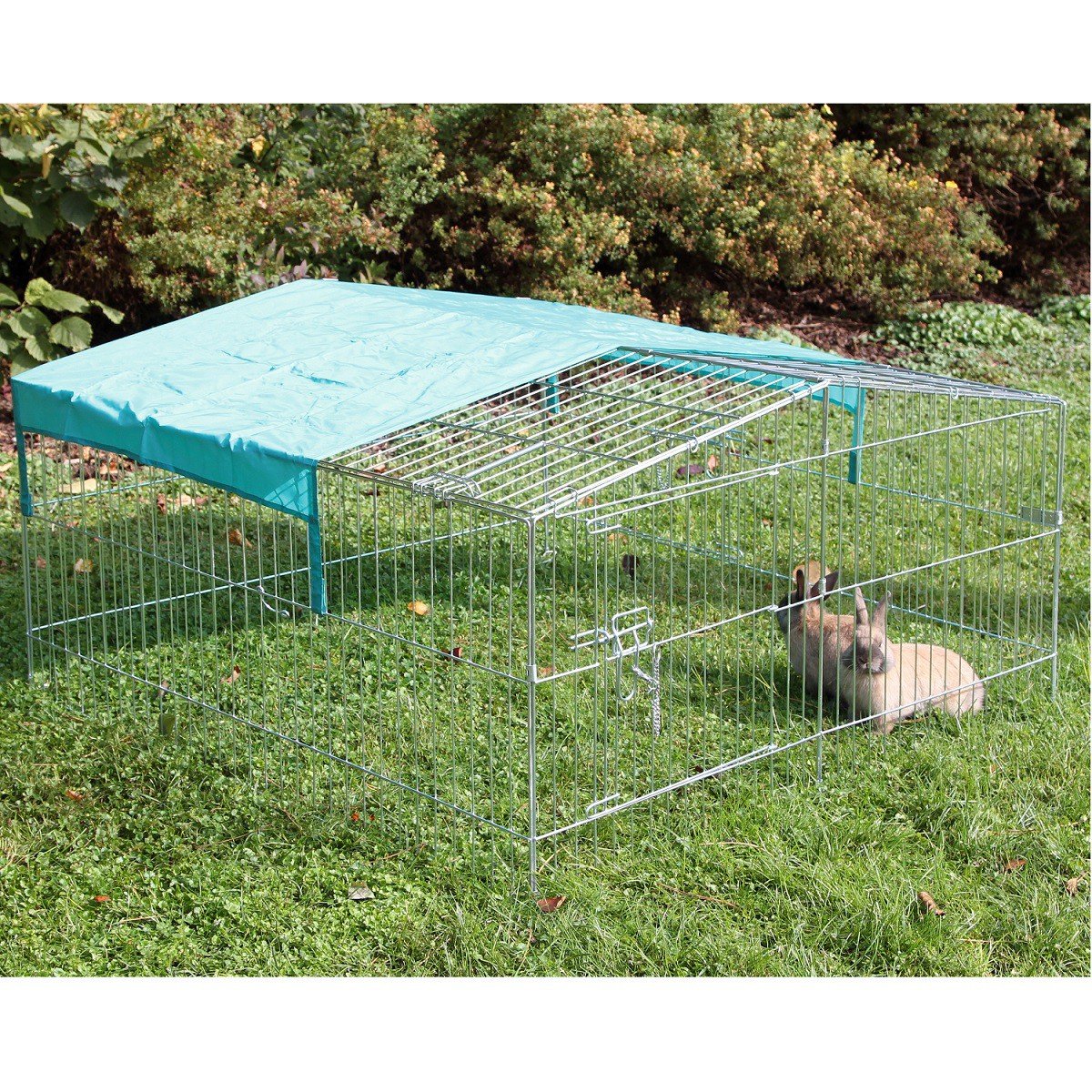 Kerbl Pet Freilaufgehege Easy, verzinkt, mit Sonnenschutz, 115x115x60cm