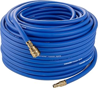 Poppstar Druckluftschlauch 50m (Luftschlauch für Kompressor, 9,2 mm Innendurchmesser, NW 7,2 Schnellkupplung & Kupplungsstecker, 20 bar), blau