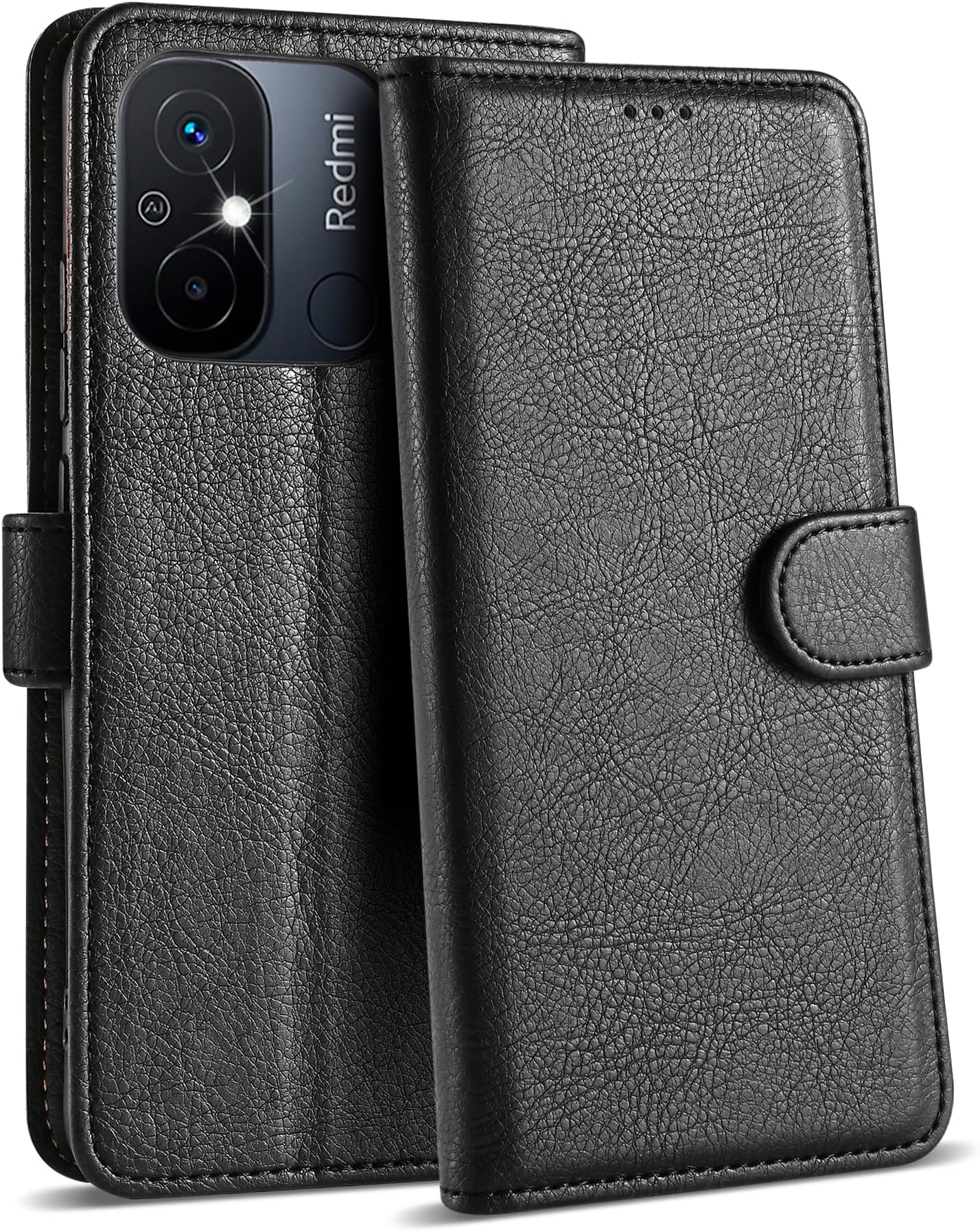 Suncase Leder Etui Für Xiaomi Redmi 12 4G - Mit Extra Silikon Hülle & Magnetverschluss