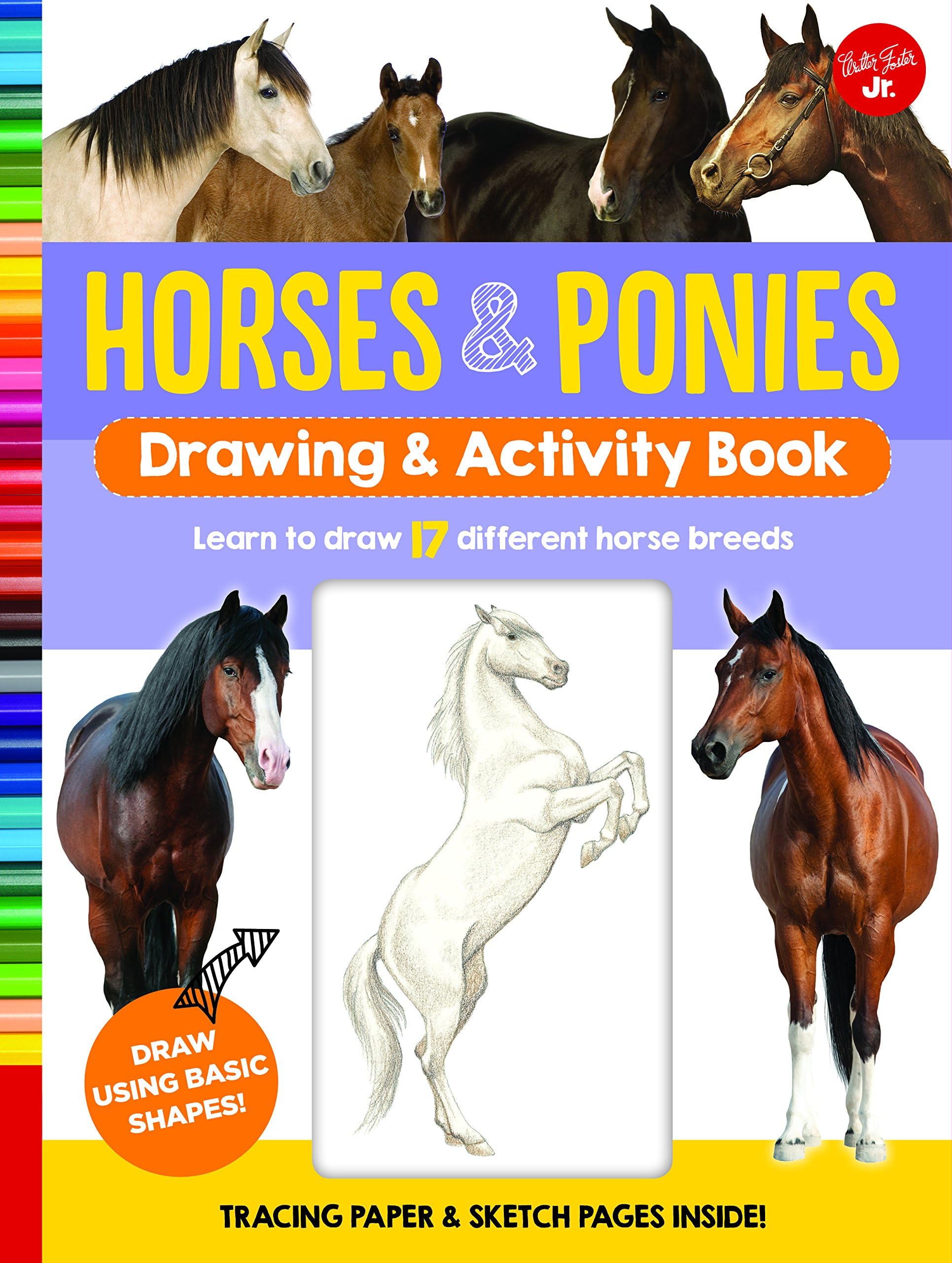 Horses & Ponies Drawing & Activity Book: Learn to draw 17 different breeds