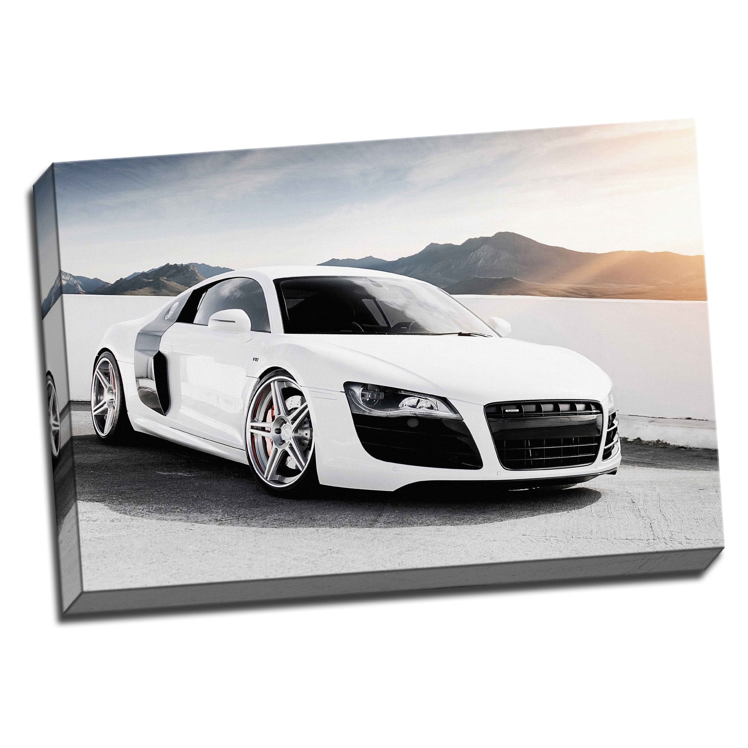 Panther Print Large Audi R8 Framed Canvas Picture Wall Art Print 20X30 Inches A1