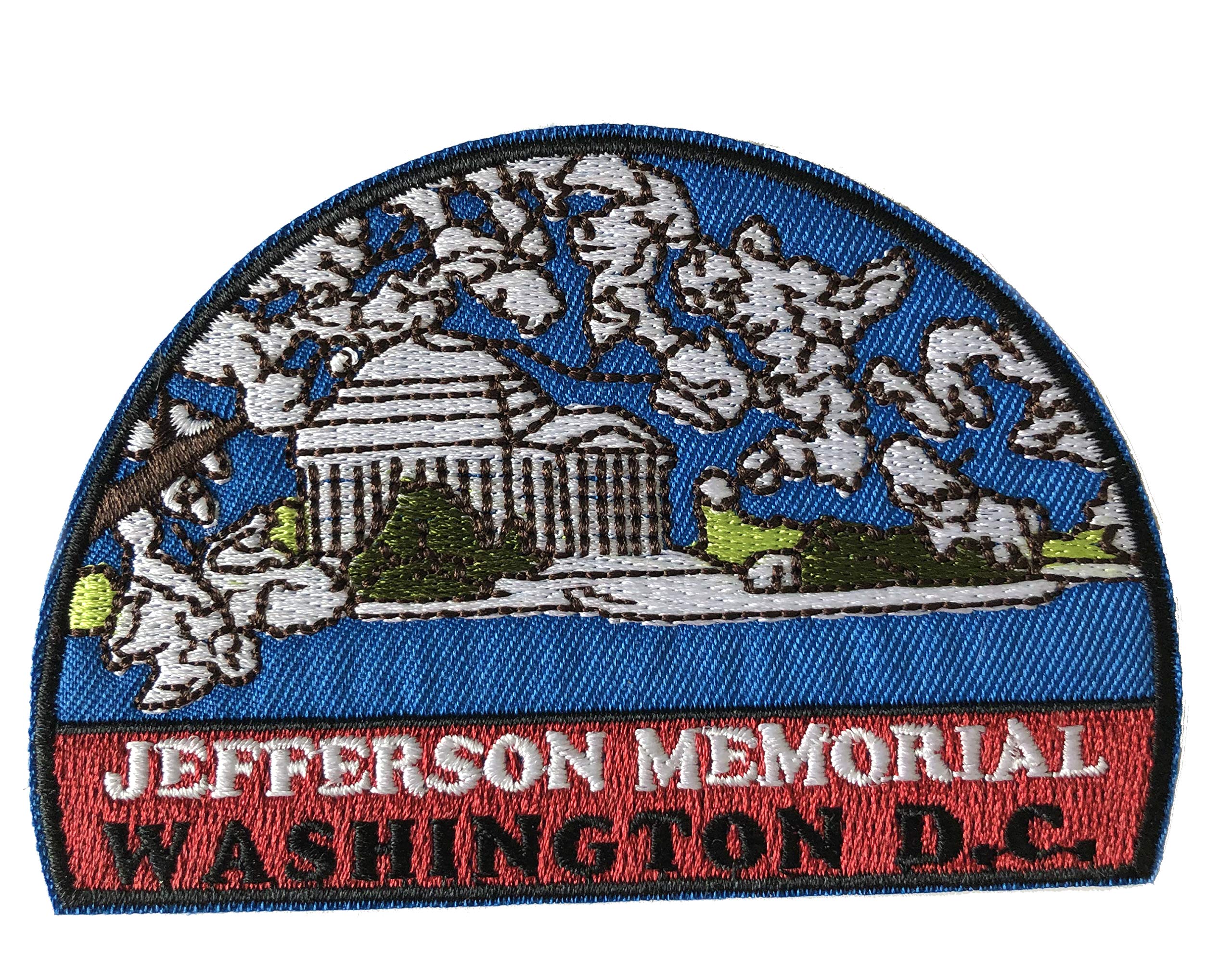 Thomas Jefferson Memorial - US National Monuments & Parks Vacation Souvenir Theme Embroidered Premium Patch Iron On or Sew On Biker Emblem Decorative Outdoor Indoor Gear Appliques