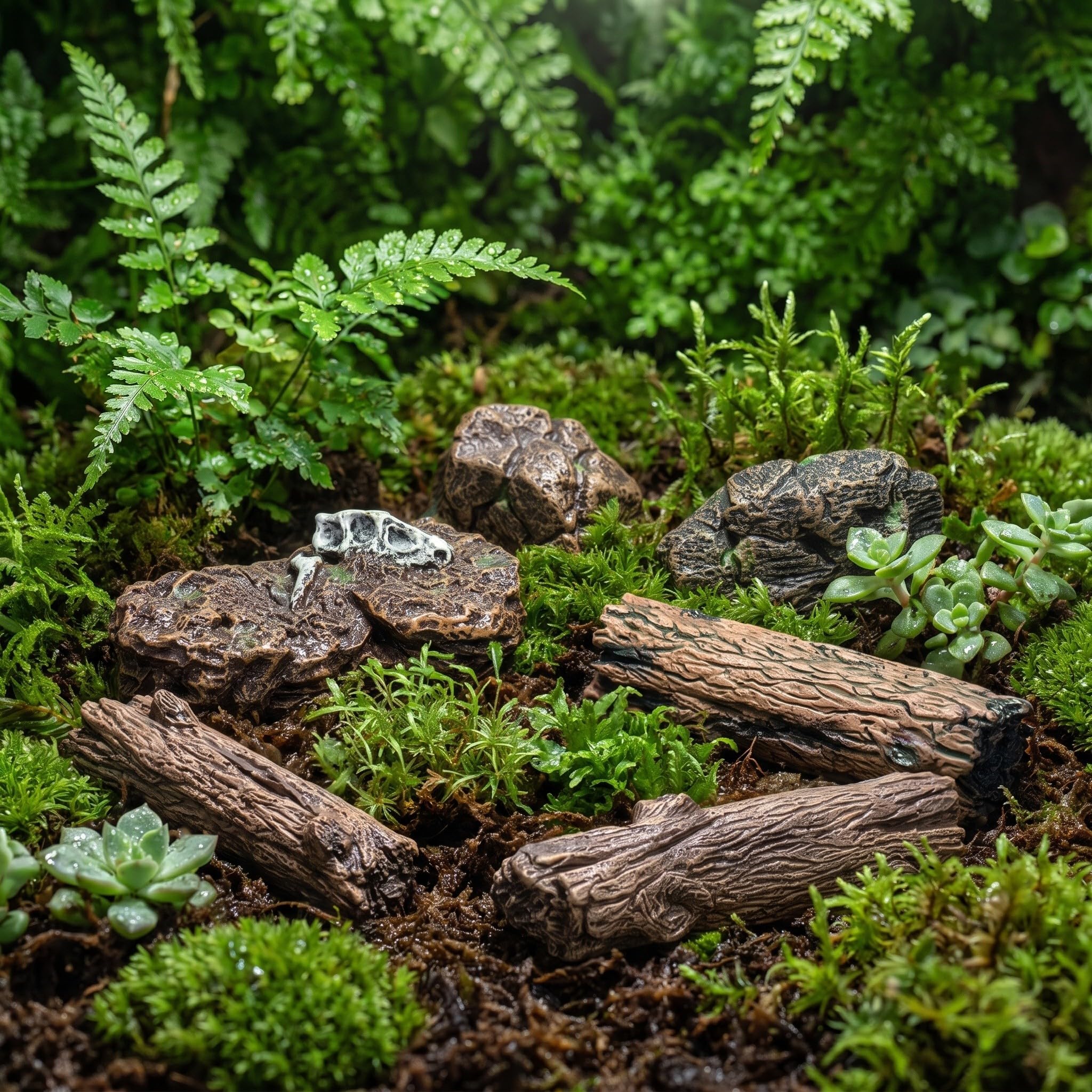 OSALADI 14-częściowy miniaturowy model kamiennego pnia, ozdoba do
