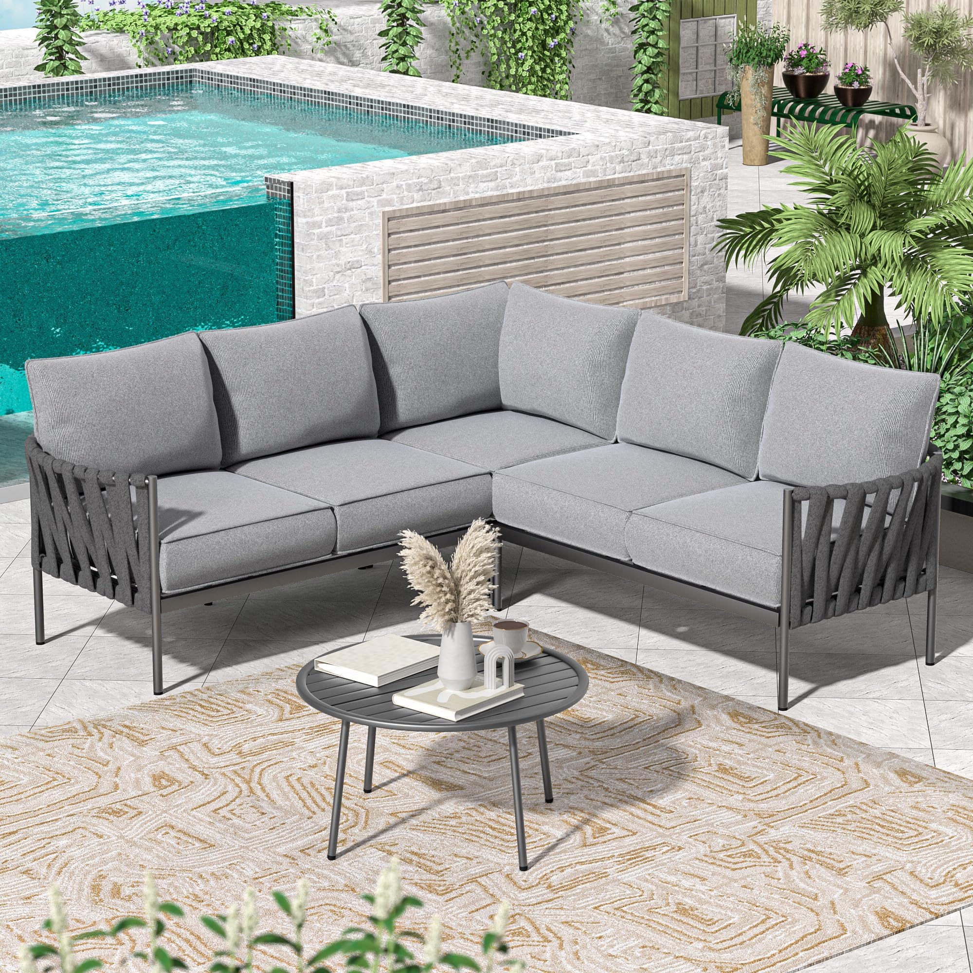Outdoor Sofa Set Outdoor Sectional Metal Corner Metal Outdoor - Main Image