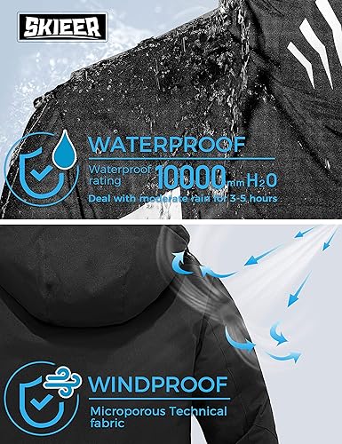 Miniatura 6 de Skieer Chaqueta de esquí impermeable para hombre, abrigo de nieve a prueba de viento, chaqueta de snowboard cálida, Nieve