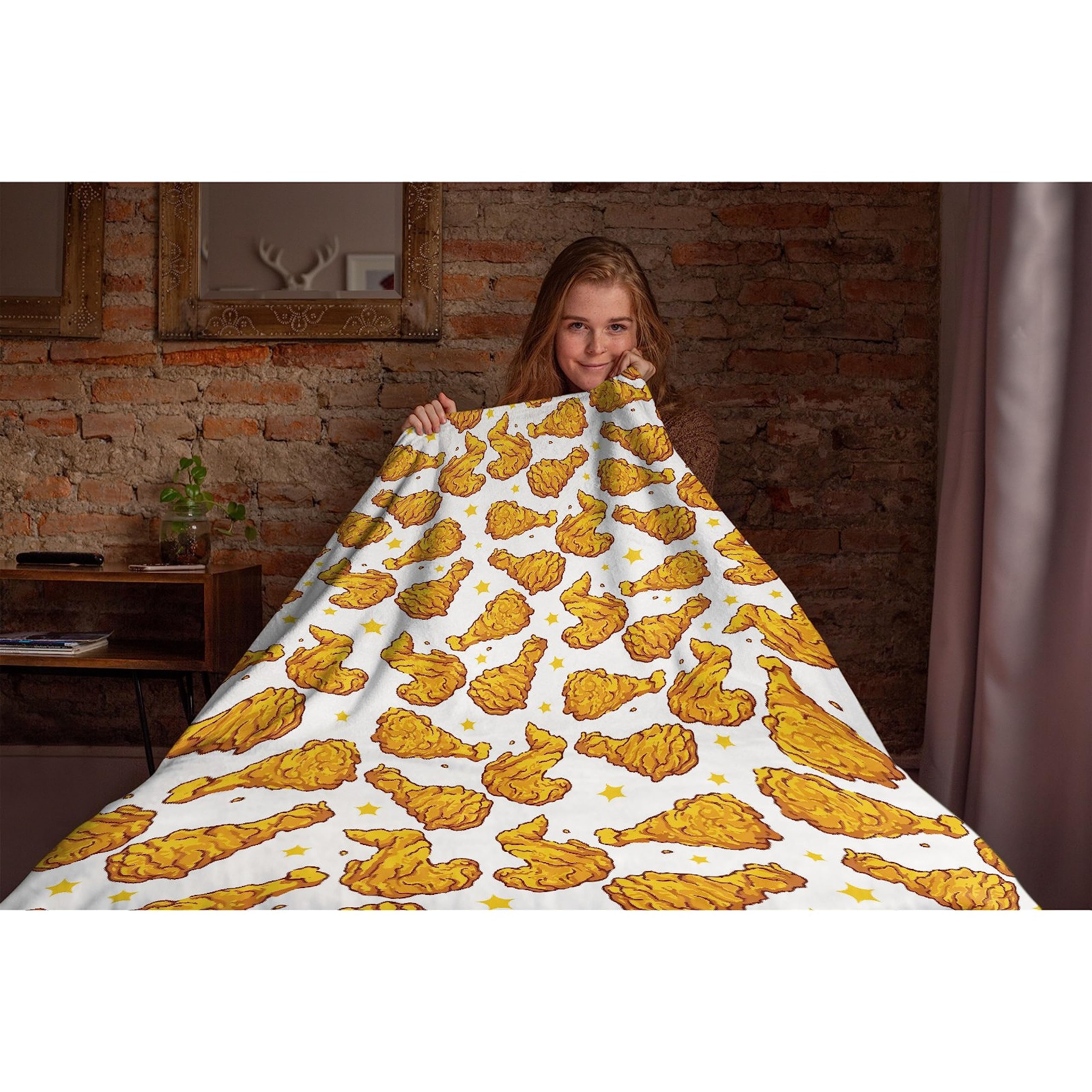 Coperta Morbida Con Stampa Di Pollo Fritto – Leggera In Microfelpa, 127x101 Cm, Regalo Divertente Per Divano E Letto