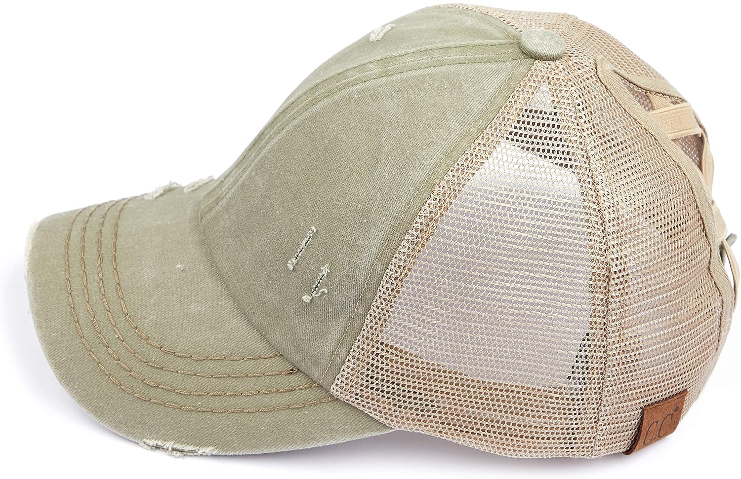 C.C Ponycap Messy High Bun Ponytail Adjustable Glitter Mesh Trucker Baseball Cap