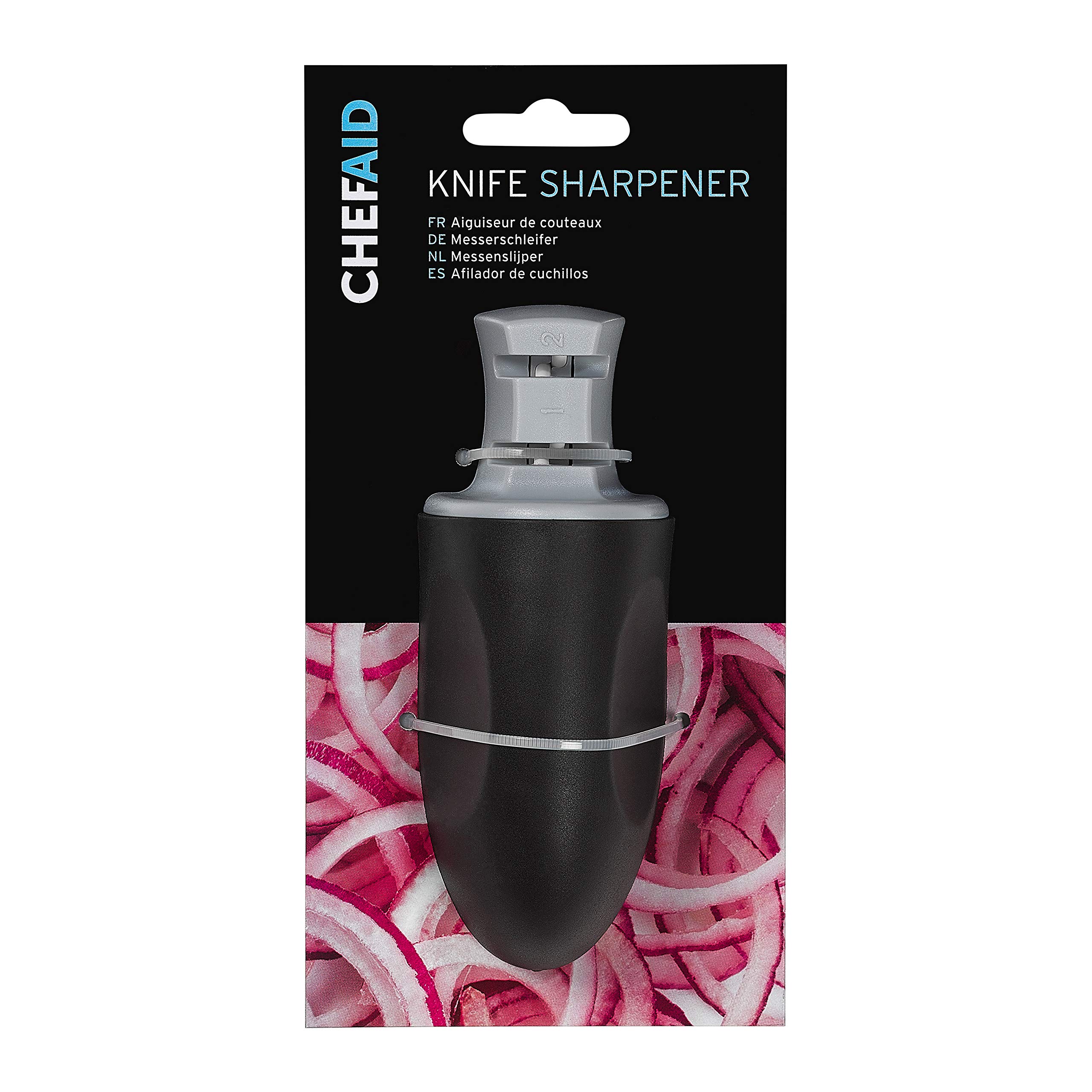 Chef Aid Knife Sharpener with Non Slip Base, Black
