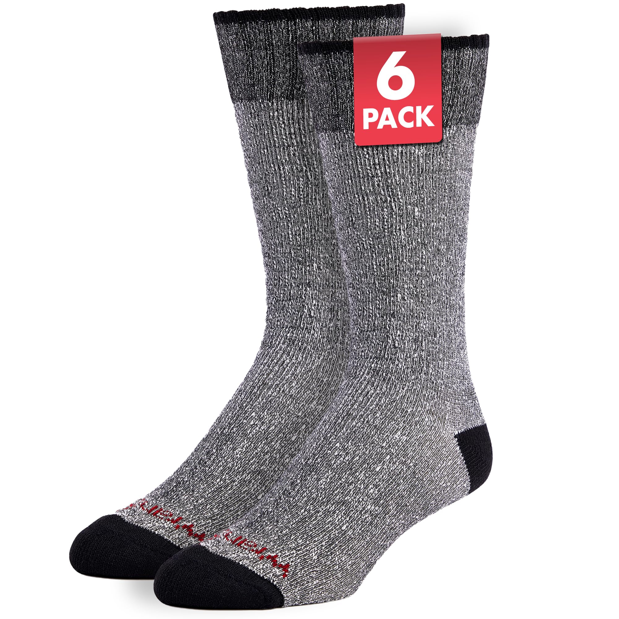 Wrangler Calcetines de mezcla de lana para hombre, térmicos, cálidos y duraderos, para invierno, paquete de 6, calcetines de senderismo y trabajo, talla 6-12