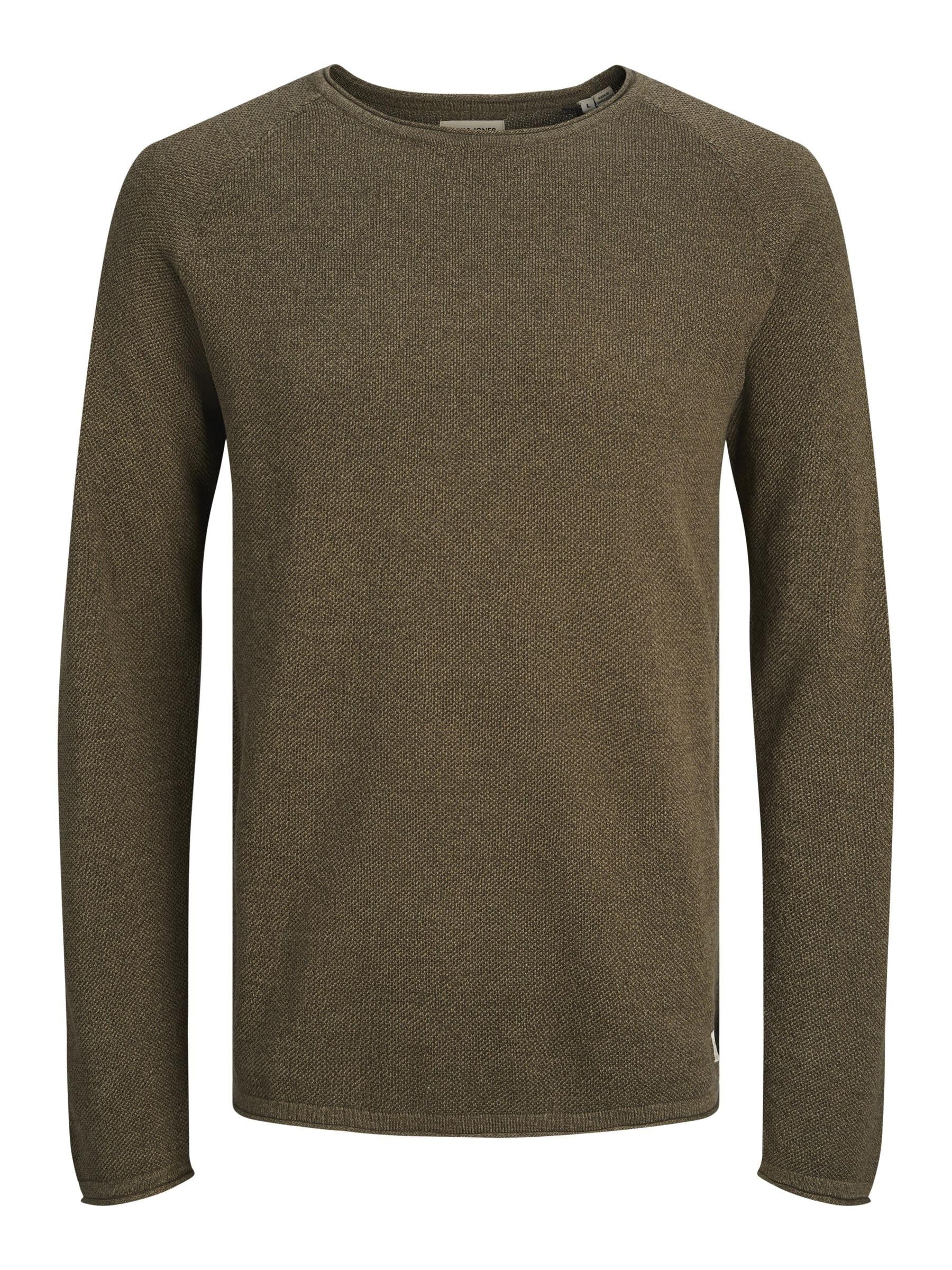JACK & JONES Men's Jjehill Knit Crew Neck Noos Jumper, Canteen, M