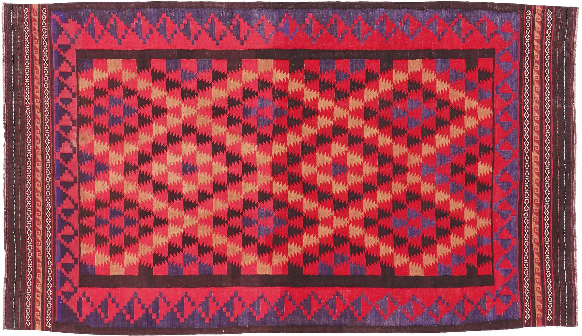 Tapis afghan rouge géométrique pour réchauffer votre salon de 170x300 cm