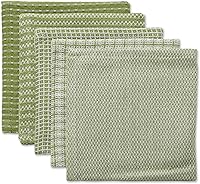 DII 100% Cotton Dishcloth Set, 12x12 Inch Antique Green, 5-Pack - Ultra Absorbent, Low Lint Kitchen Essentials
