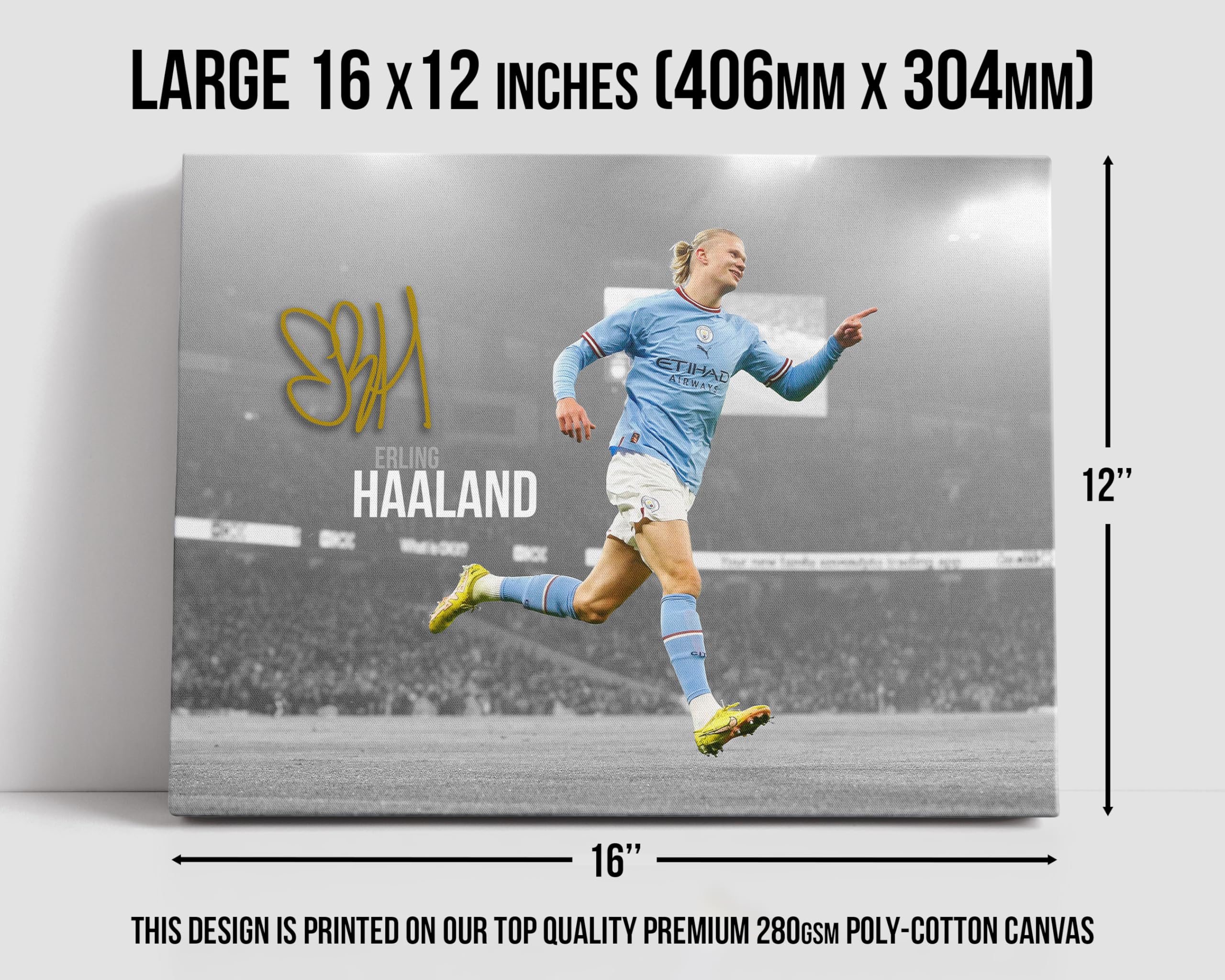 HWC Trading Erling Haaland Manchester City 16 x 12 inch Canvas Print Signed Autograph for Football Fans and Supporters - Canvas Only - Image 2