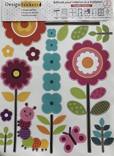 Miniatura 5 de Calcomanías de pared de flores para niños calcomanías de pared de jardín floral para habitación de niñas decoración de pared extraíble de vinilo