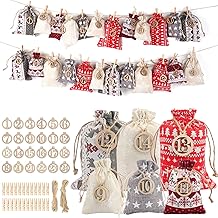 2025 Empty Advent Calendar Bag for Advent Calendar in 2 Sizes, Fabric Pocket Advent Calendars for Children with Numbered