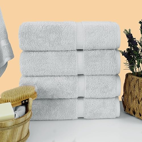 Miniatura 2 de Chakir Turkish Linens Toallas turcas 100 % de algodón prémium de calidad de hotel y spa, suaves y absorbentes (gris plateado, toallas de baño