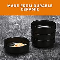 Vista 4 de Bruntmor Ceramic Serving Bowls - Set of 4 Large Cereal Bowls - 28oz Black Salad Bowls - Dishwasher, Oven, and Microwave Safe Soup Bowl - Ceramic